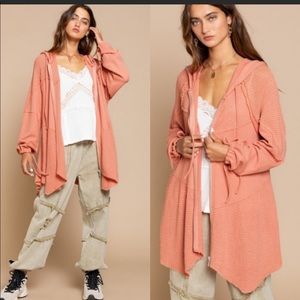 Gorgeous Peachy POL Front Zip Cardigan Sz: L